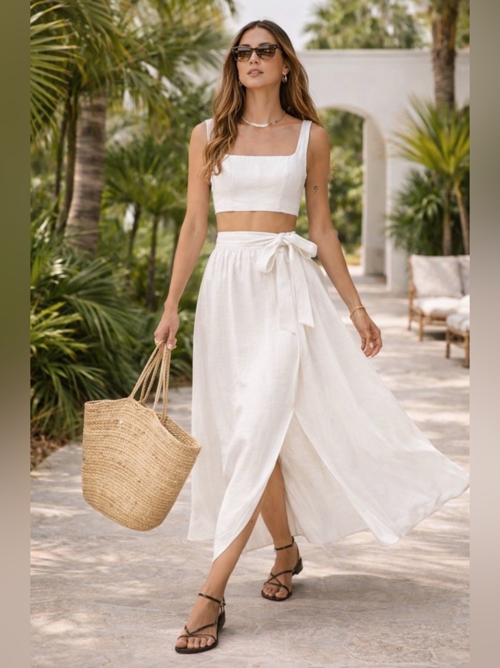 Reformation Palm Linen Two Piece Set